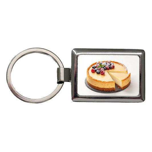Cheesecake Fruit Slice Rectangle Metal Keychain