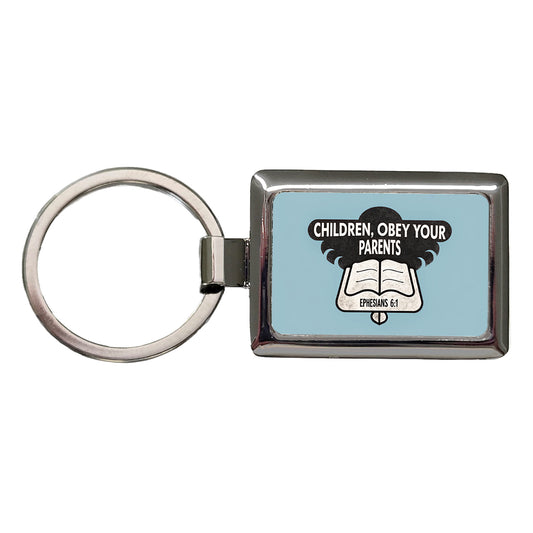 Children Obey Your Parents Ephesians Bible Verse Rectangle Metal Keychain