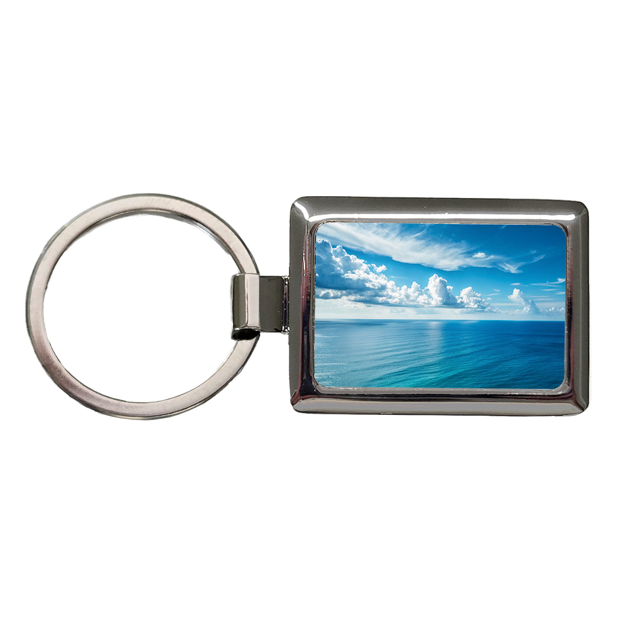 Clean View Just Sea Sky Ocean Rectangle Metal Keychain