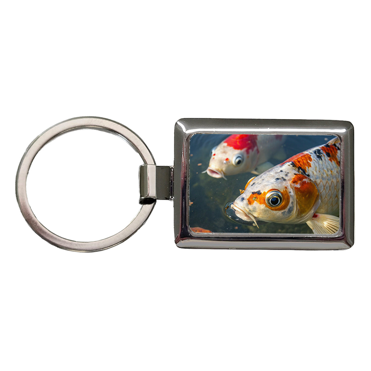 Koi Fish Eyes Close Up Pond Rectangle Metal Keychain