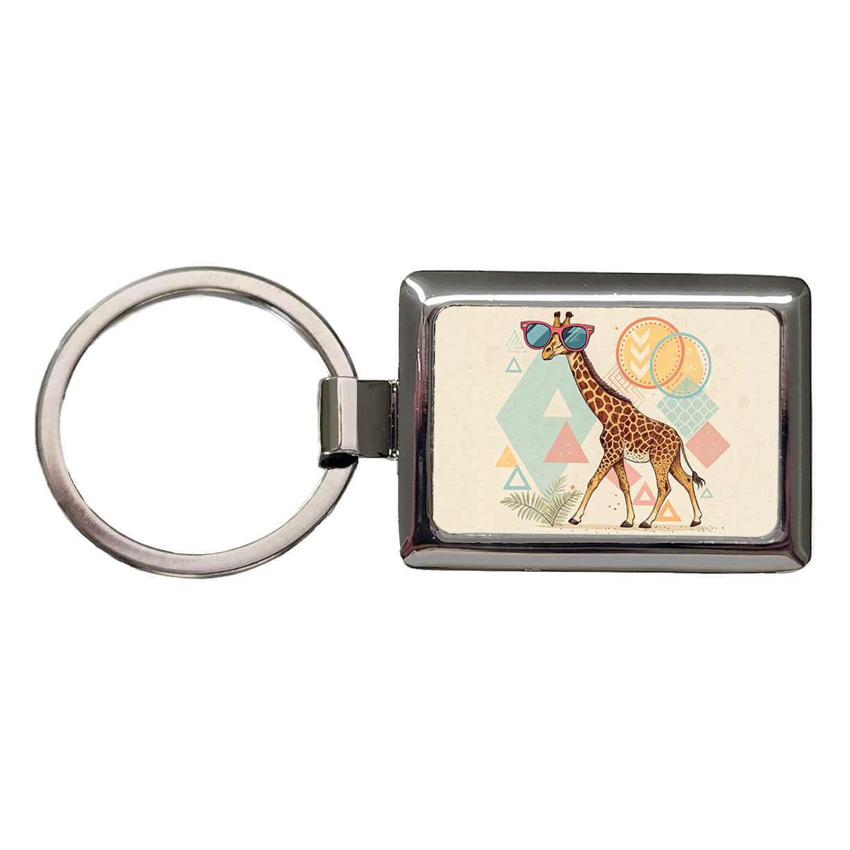 Cool Giraffe Wearing Sunglasses Funny Rectangle Metal Keychain