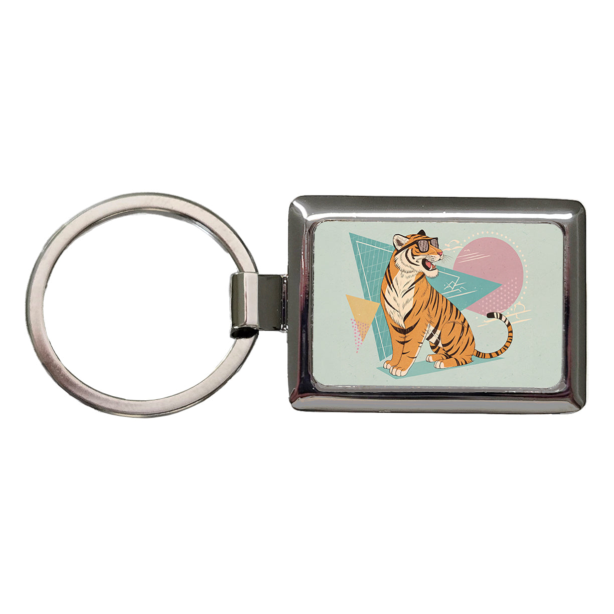 Cool Tiger Wearing Sunglasses Rectangle Metal Keychain