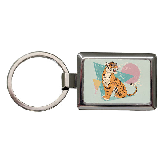 Cool Tiger Wearing Sunglasses Rectangle Metal Keychain