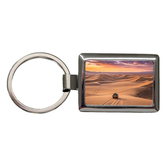 Desert Safari Sand Dunes Rectangle Metal Keychain