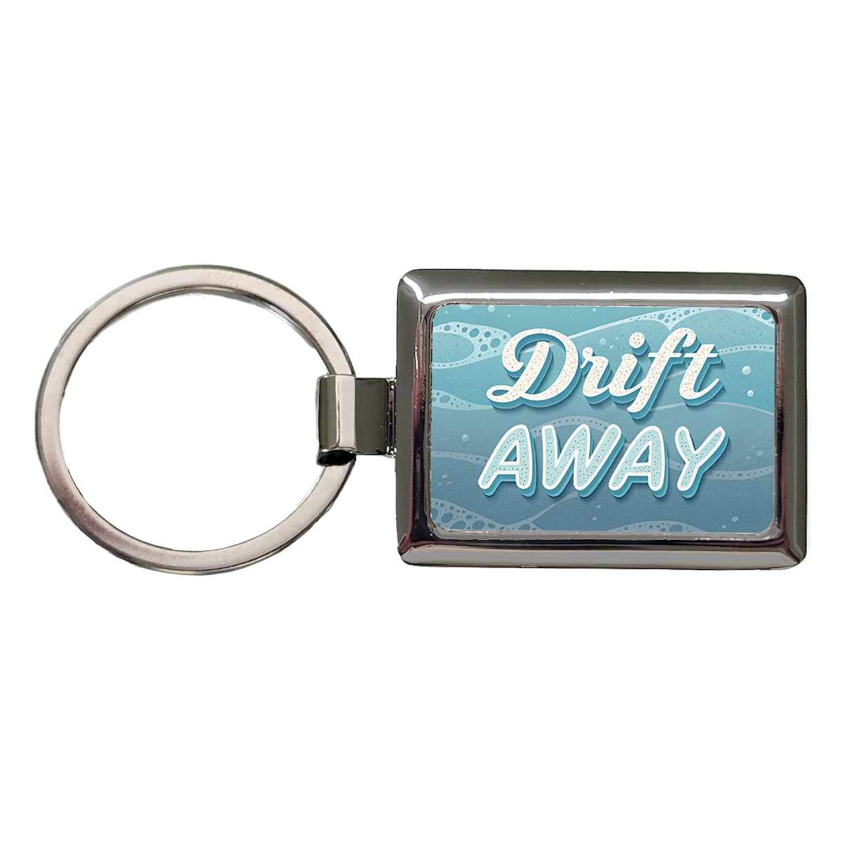 Drift Away Sea Foam Ocean Rectangle Metal Keychain