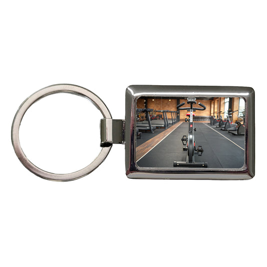 Exercise Bike Cycle Bicycle Rectangle Metal Keychain