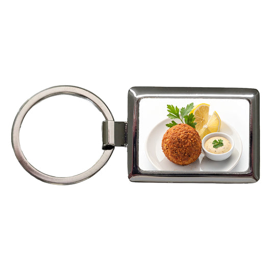 Falafel Fritter Rectangle Metal Keychain