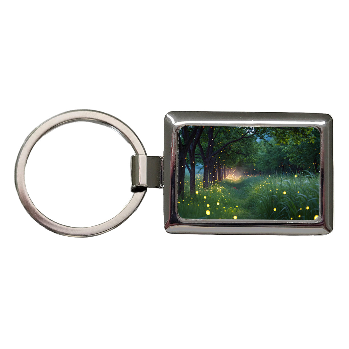 Fireflies In Nature Rectangle Metal Keychain