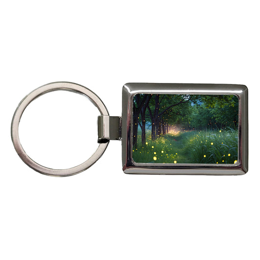Fireflies In Nature Rectangle Metal Keychain