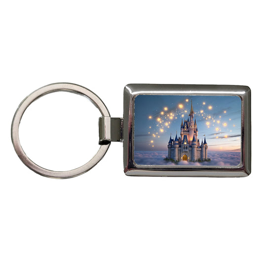 Floating Castle Above Clouds Rectangle Metal Keychain