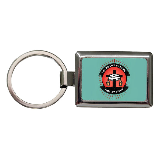 For We Live By Faith Not By Sight Bible Rectangle Metal Keychain