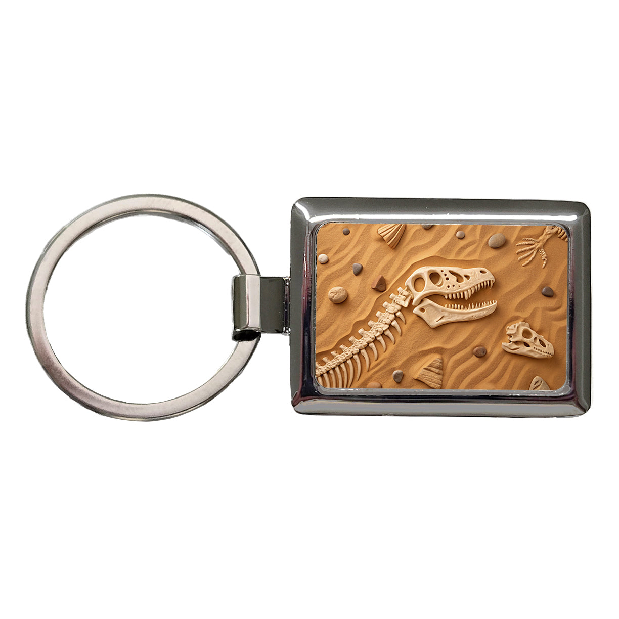 Fossils Dinosaur Bones Rectangle Metal Keychain