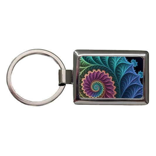 Fractal Geometry Beautiful Rectangle Metal Keychain