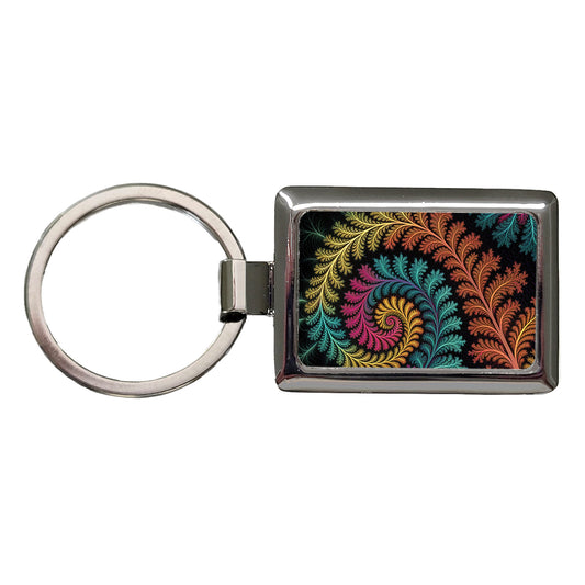 Fractal Geometry Colorful Rectangle Metal Keychain