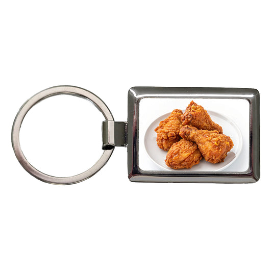 Fried Chicken Wings Rectangle Metal Keychain