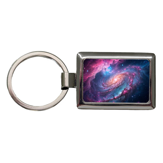 Galaxy Nebula Outer Space Colorful Rectangle Metal Keychain