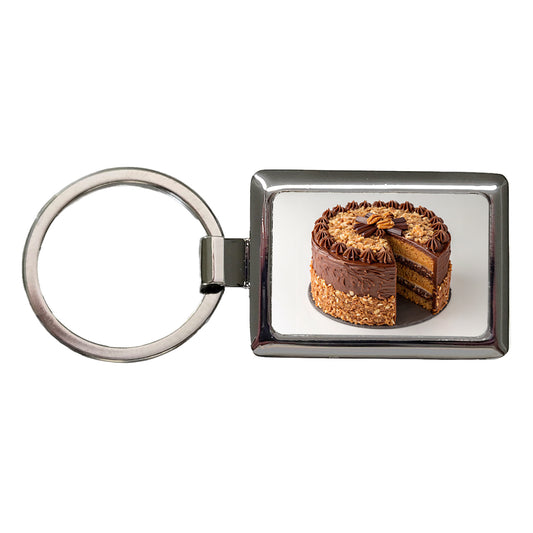 German Chocolate Cake Yummy Dessert Rectangle Metal Keychain