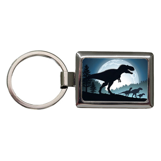Giganotosaurus Silhouettes Dinosaurs Rectangle Metal Keychain