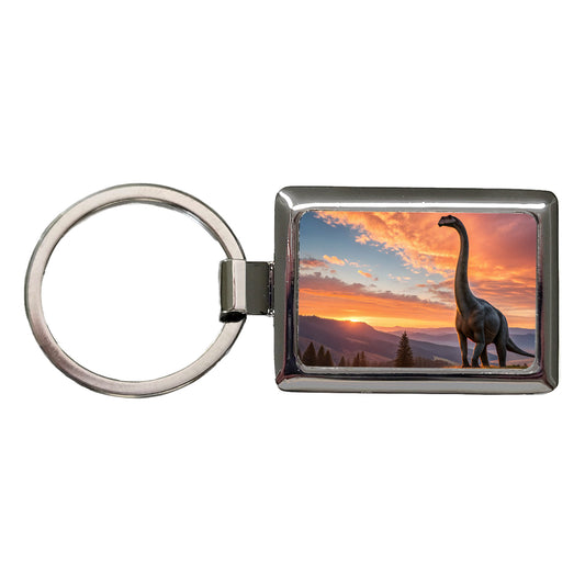 Gigantosaurus Sunset Dinosaur Sauropod Rectangle Metal Keychain