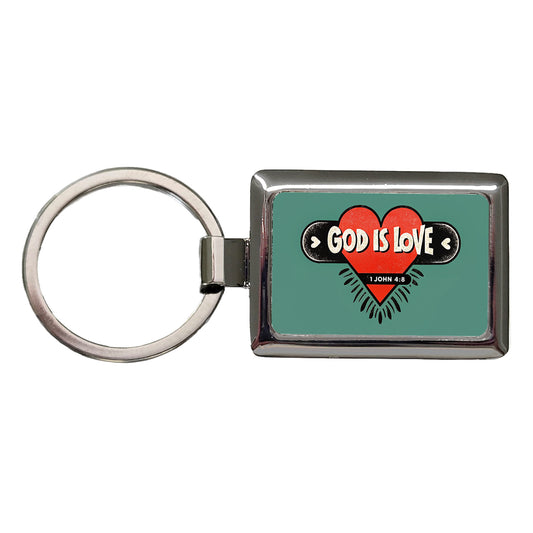 God Is Love Bible Verse Christian Rectangle Metal Keychain