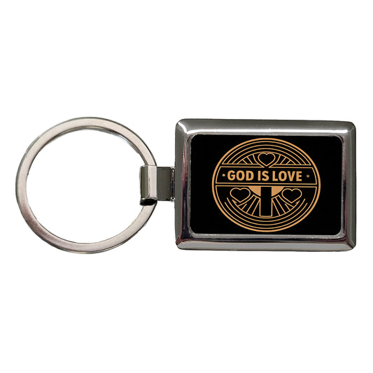 God Is Love Christian Rectangle Metal Keychain