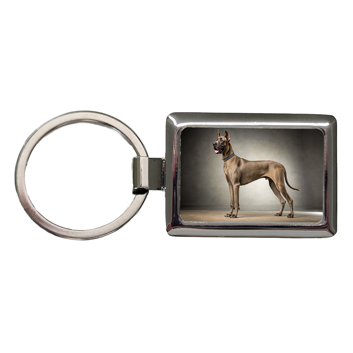 Great Dane Standing Photo Rectangle Metal Keychain