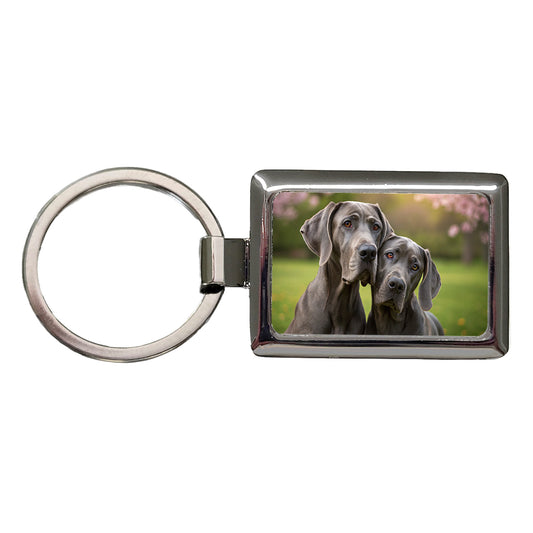 Great Danes In Love Friends Rectangle Metal Keychain
