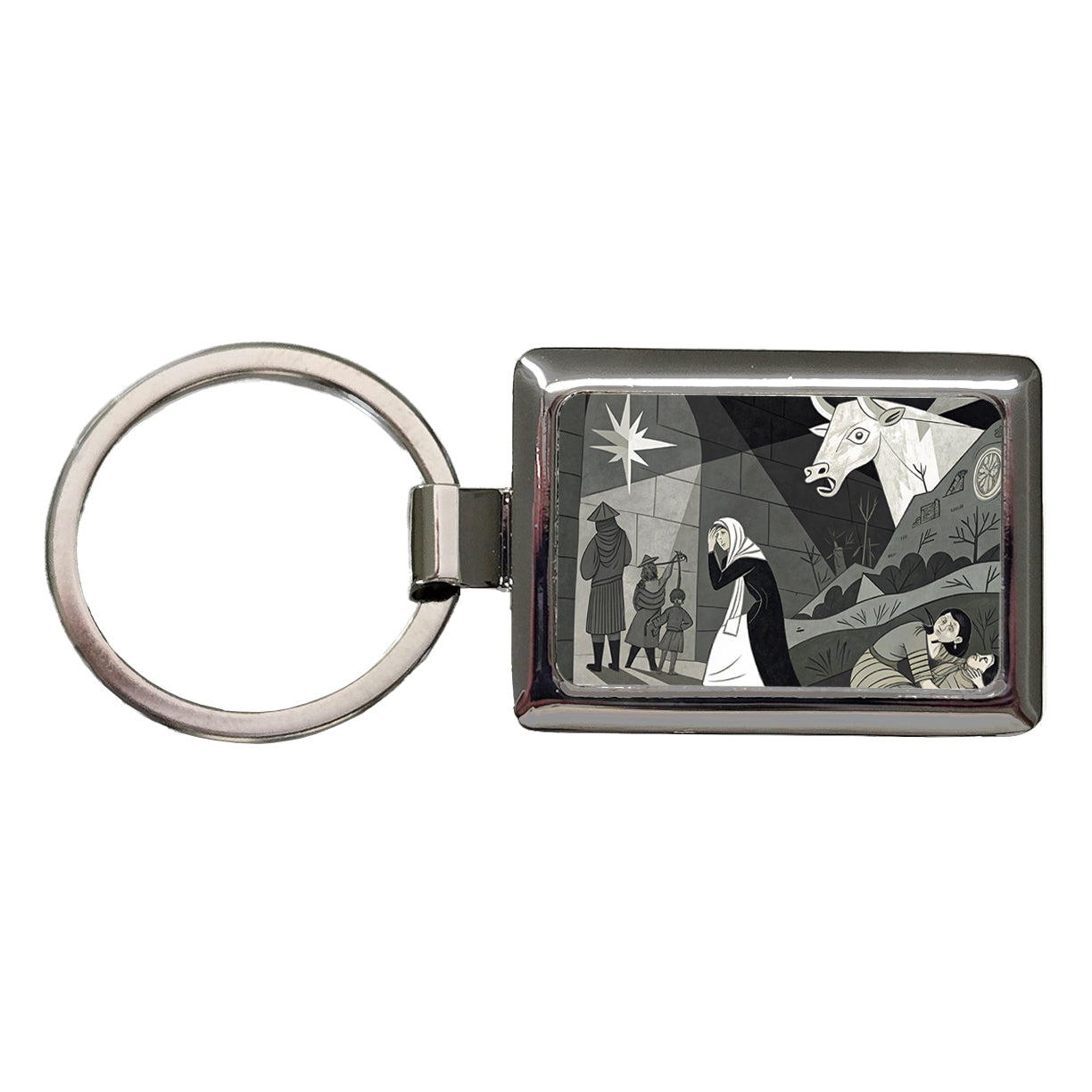 Guernica By Pablo Picasso Parody Rectangle Metal Keychain