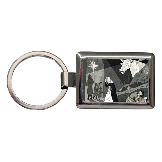 Guernica By Pablo Picasso Parody Rectangle Metal Keychain