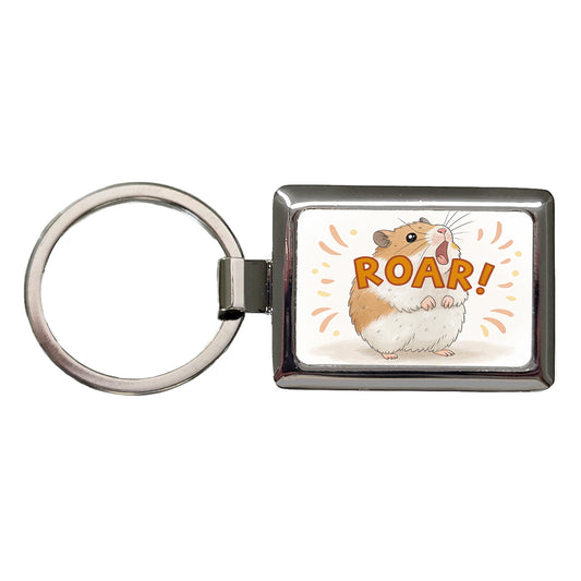 Hamster Roar Funny Rectangle Metal Keychain
