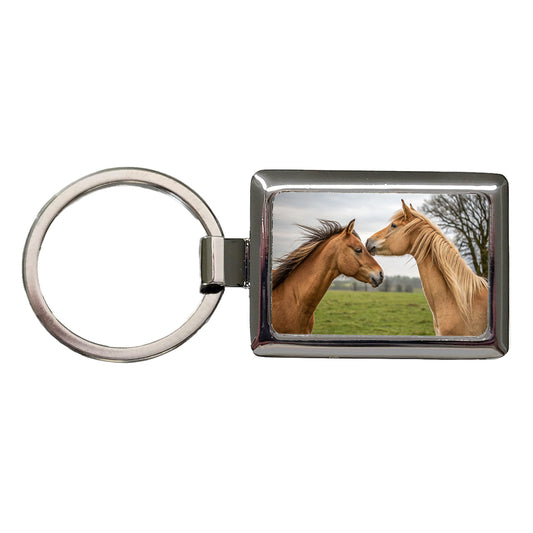 Horses Love Friends Rectangle Metal Keychain
