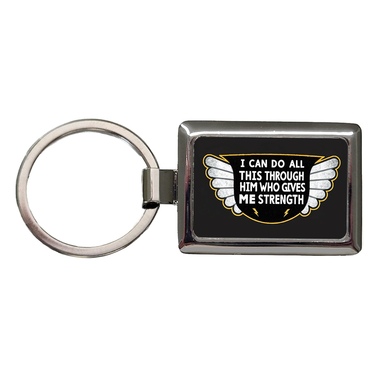 I Can Do All This Through Him Who Gives Me Strength Bible Verse Rectangle Metal Keychain