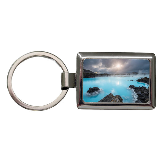 Iceland Blue Lagoon Beautiful Rectangle Metal Keychain