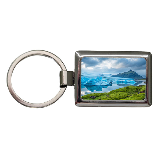 Iceland Nature Rectangle Metal Keychain