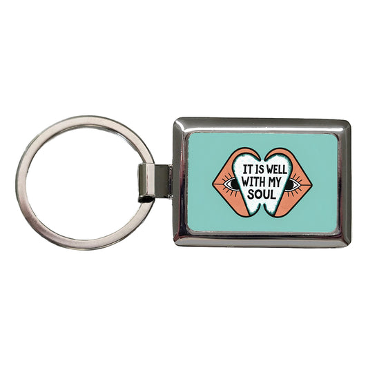 It Is Well With My Soul Bible Verse Rectangle Metal Keychain