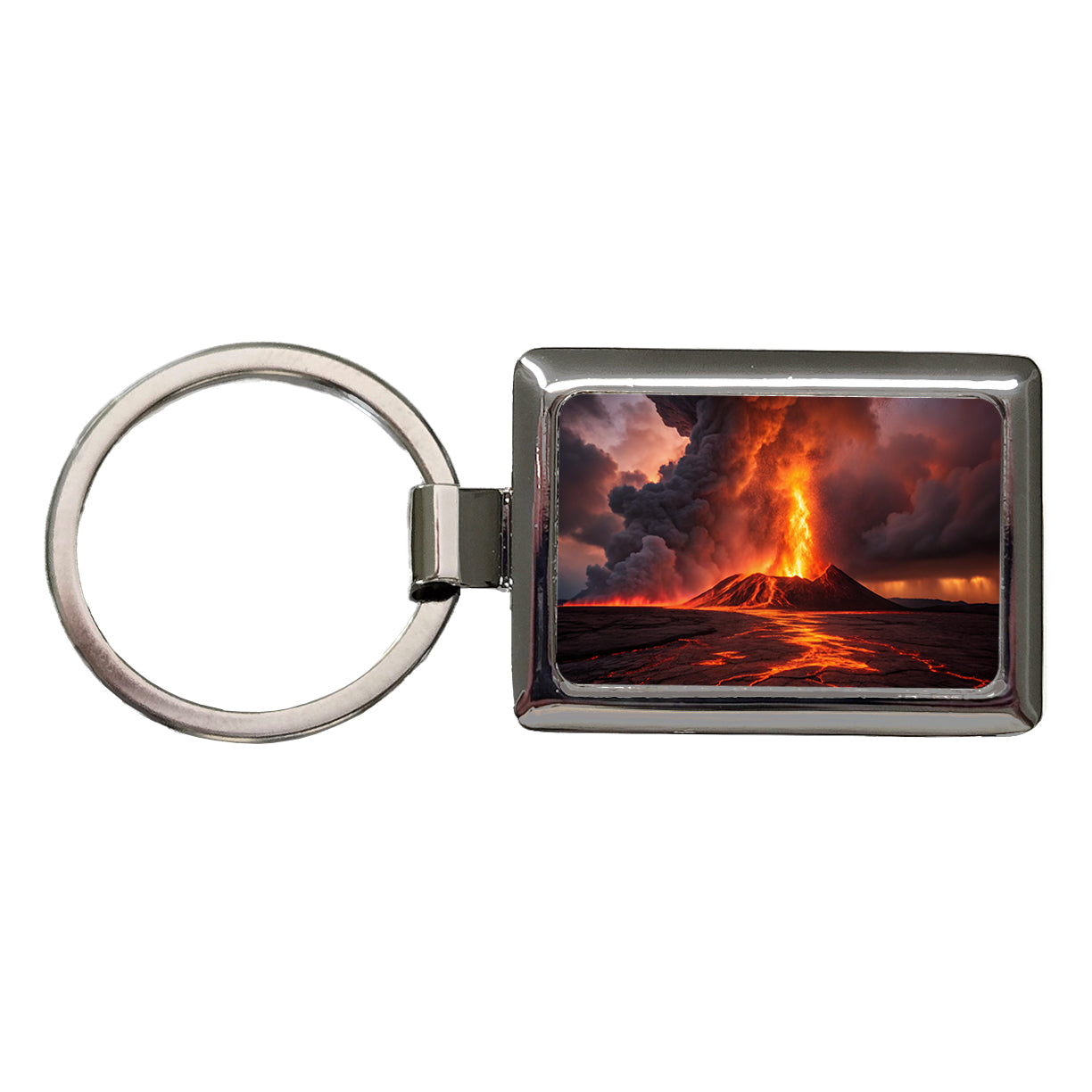 Kilauea Volcano Erupting Hawaii Rectangle Metal Keychain
