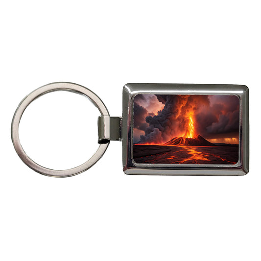 Kilauea Volcano Erupting Hawaii Rectangle Metal Keychain
