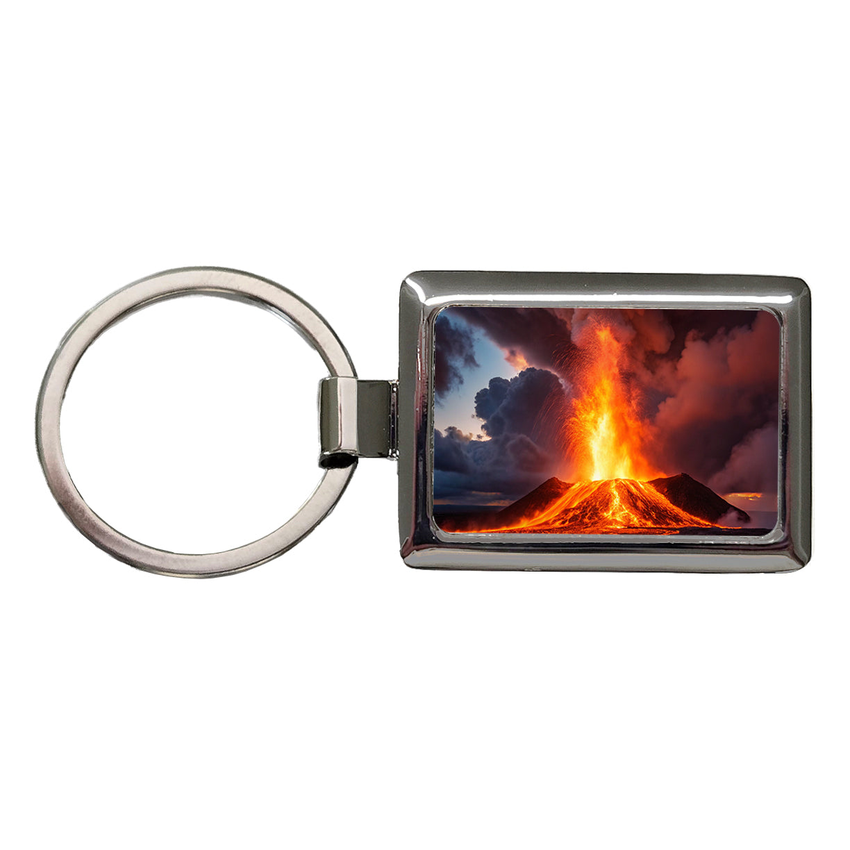 Kilauea Volcano Erupting Lava Hawaii Rectangle Metal Keychain
