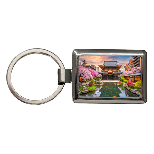 Kyoto Japan Koi Pond Rectangle Metal Keychain