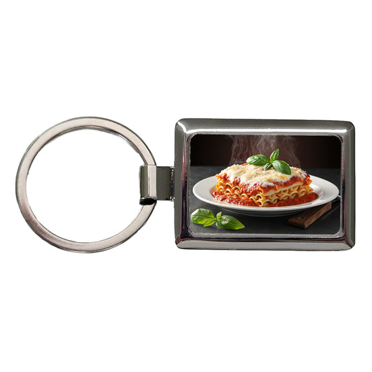 Lasagna Italian Pasta Rectangle Metal Keychain