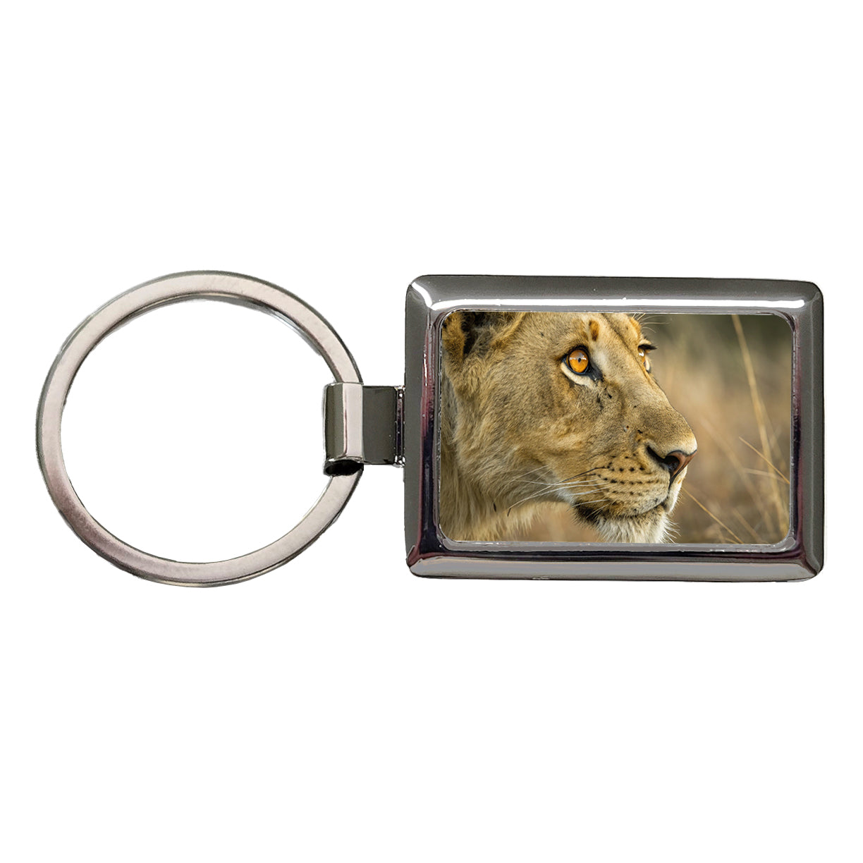 Lion Eyes Close Up Rectangle Metal Keychain
