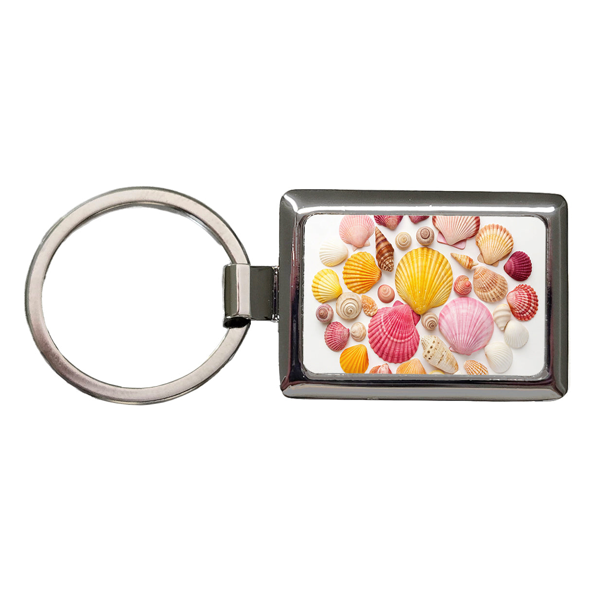 Lot Of Seashells Colorful Beautiful Rectangle Metal Keychain