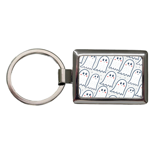 Lots Of Ghosts Halloween Rectangle Metal Keychain