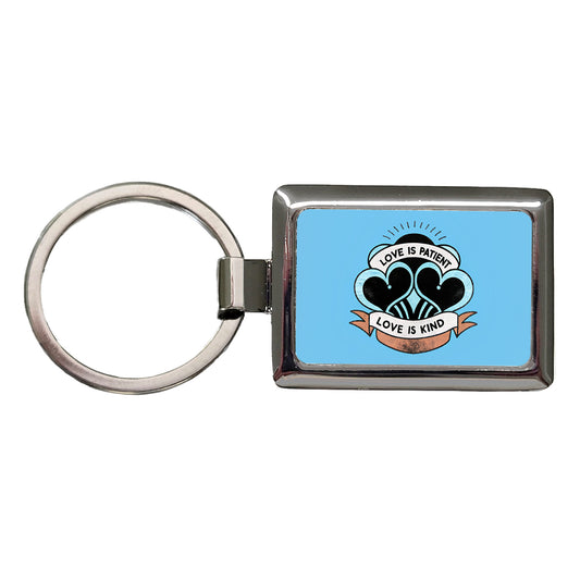 Love Is Patient Love Is Kind Bible Verse Rectangle Metal Keychain
