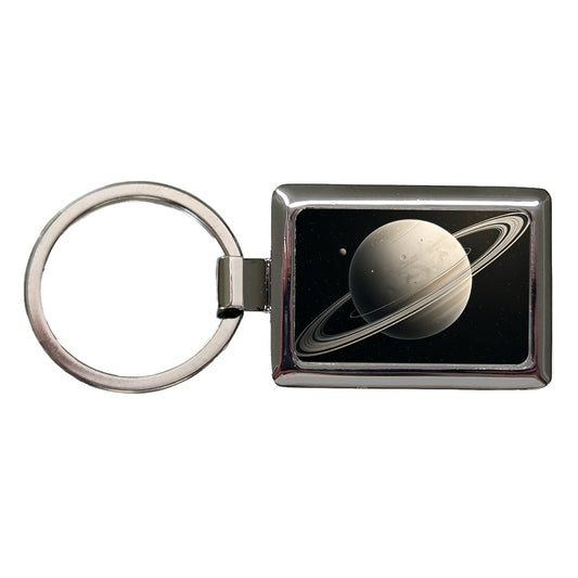 Minimal Planet Rings Space Saturn Rectangle Metal Keychain
