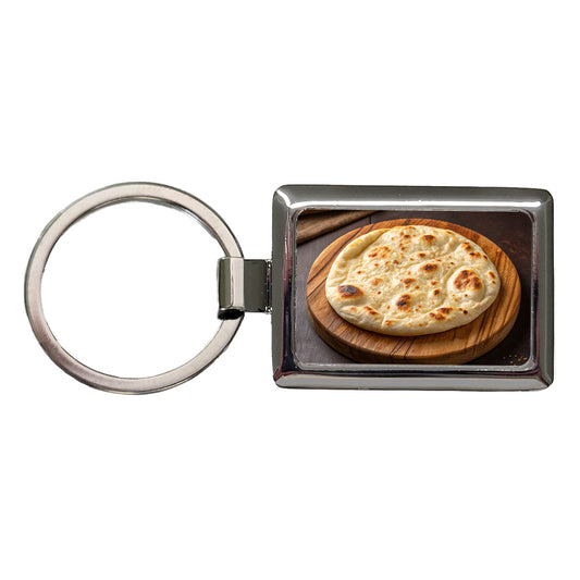 Naan Flatbread Rectangle Metal Keychain