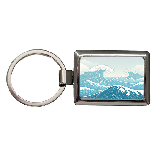 Ocean Waves High Surf Rectangle Metal Keychain
