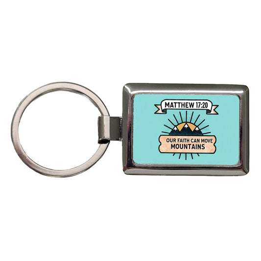 Our Faith Can Move Mountains Bible Rectangle Metal Keychain