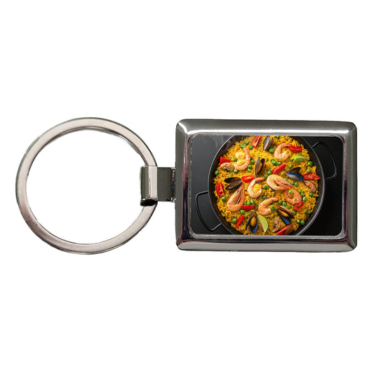 Paella Spanish Rice Dish Rectangle Metal Keychain