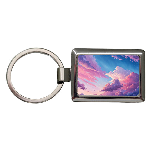 Painterly Sky Anime Rectangle Metal Keychain